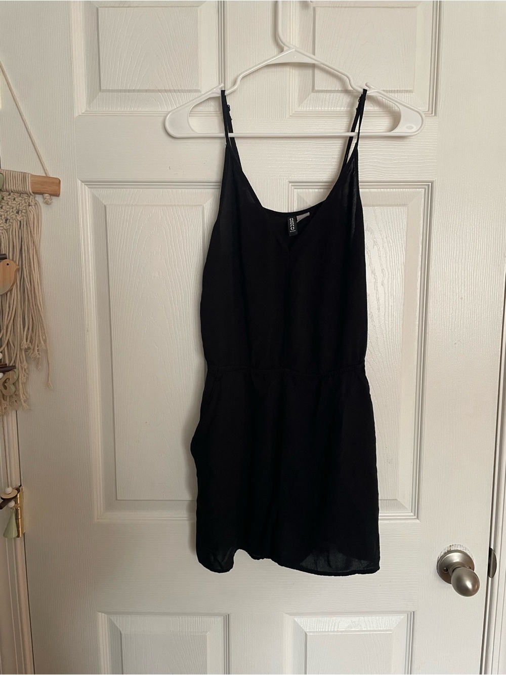 Divided Size Small Black V-Neck Spaghetti-Strap Romper
